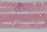 CTG636 15.5 inches 3mm faceted round Madagascar rose quartz beads