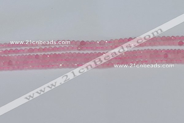 CTG636 15.5 inches 3mm faceted round Madagascar rose quartz beads