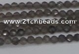 CTG639 15.5 inches 2mm faceted round smoky black obsidian beads