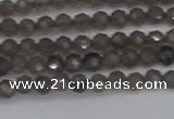 CTG640 15.5 inches 3mm faceted round smoky black obsidian beads