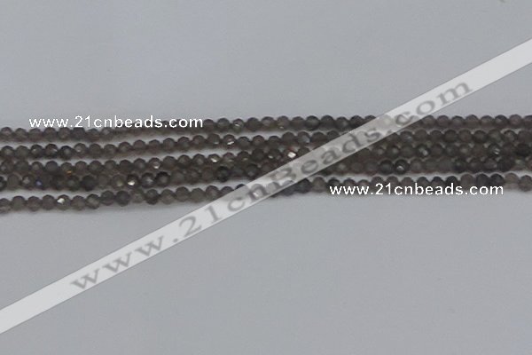 CTG640 15.5 inches 3mm faceted round smoky black obsidian beads