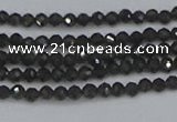 CTG641 15.5 inches 2mm faceted round golden black obsidian beads