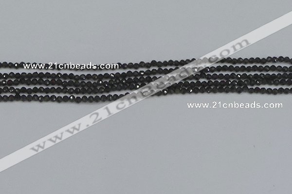 CTG641 15.5 inches 2mm faceted round golden black obsidian beads