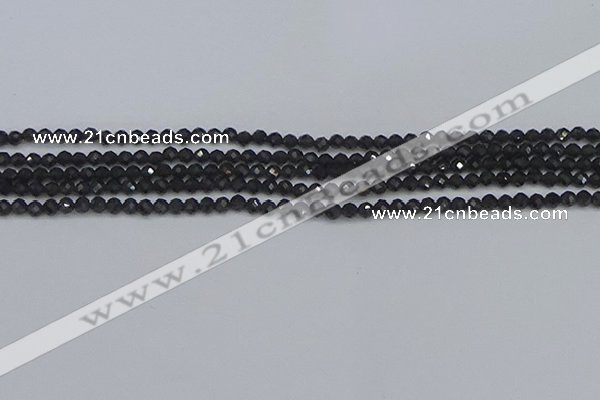 CTG642 15.5 inches 3mm faceted round golden black obsidian beads