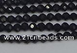 CTG644 15.5 inches 3mm faceted round black tourmaline beads