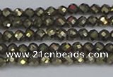 CTG646 15.5 inches 3mm faceted round golden pyrite beads