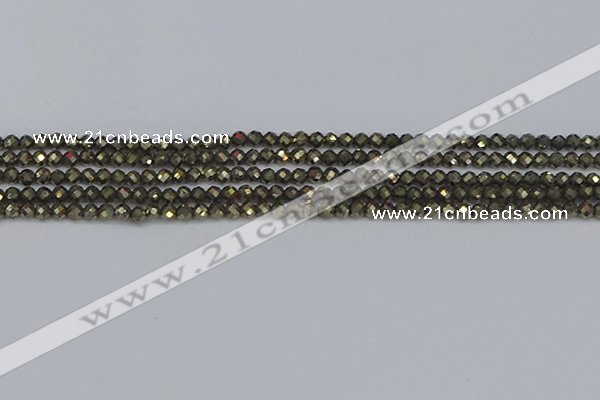 CTG646 15.5 inches 3mm faceted round golden pyrite beads