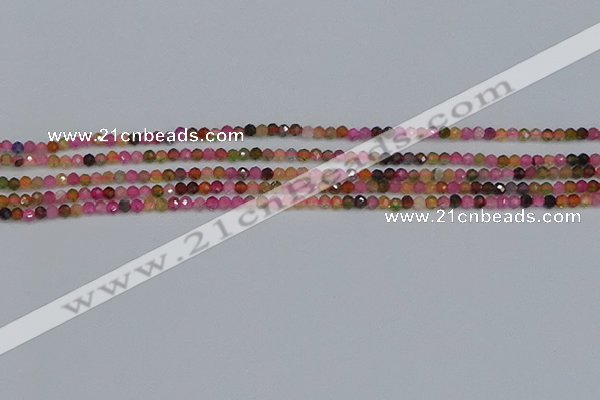 CTG651 15.5 inches 2mm faceted round tourmaline gemstone beads