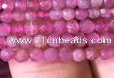 CTG706 15.5 inches 3mm faceted round tiny pink tourmaline beads