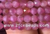 CTG707 15.5 inches 4mm faceted round tiny pink tourmaline beads