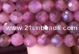 CTG708 15.5 inches 5mm faceted round tiny pink tourmaline beads