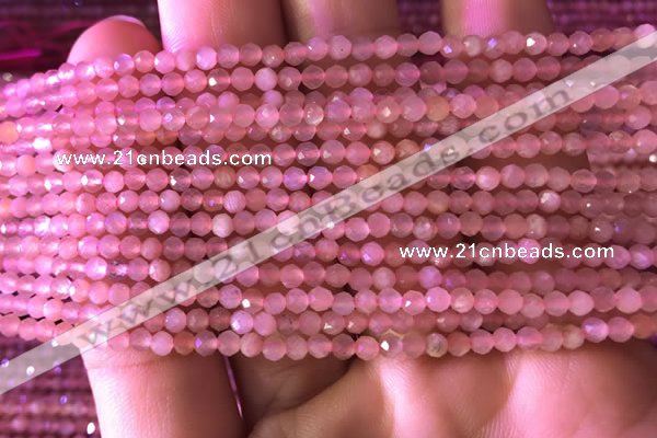 CTG719 15.5 inches 3mm faceted round tiny peach moonstone beads