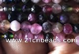 CTG725 15.5 inches 3mm faceted round tiny tourmaline beads