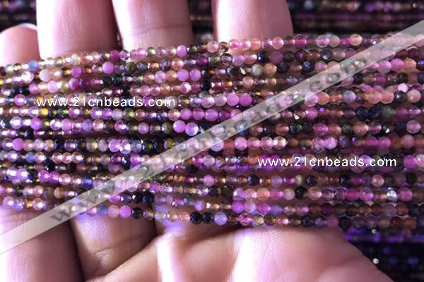 CTG730 15.5 inches 3mm faceted round tiny tourmaline beads