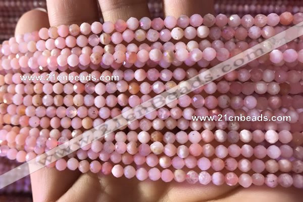 CTG734 15.5 inches 4mm faceted round tiny pink opal beads