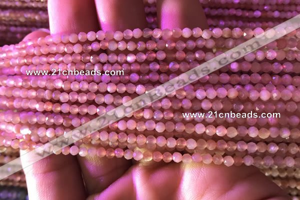 CTG737 15.5 inches 3mm faceted round tiny sunstone beads