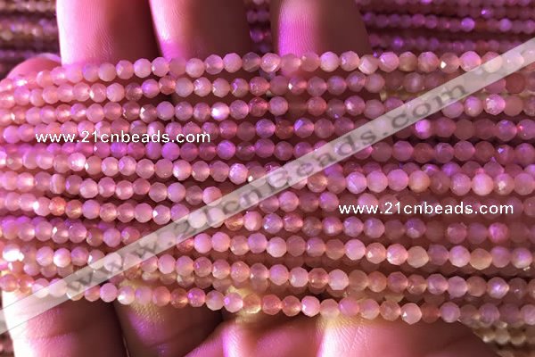 CTG738 15.5 inches 4mm faceted round tiny sunstone beads