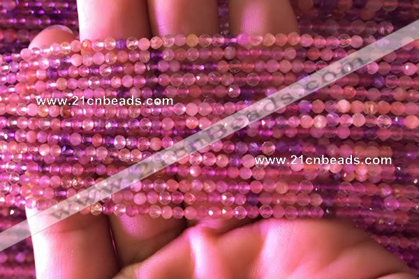 CTG740 15.5 inches 2mm faceted round tiny mixed quartz beads
