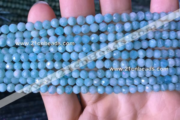 CTG767 15.5 inches 5mm faceted round tiny amazonite gemstone beads