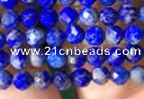 CTG783 15.5 inches 4mm faceted round tiny lapis lazuli beads wholesale