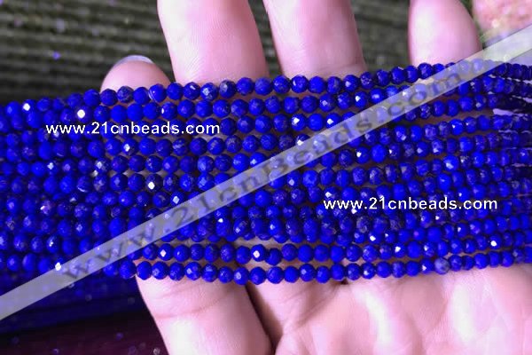 CTG785 15.5 inches 2mm faceted round tiny lapis lazuli gemstone beads