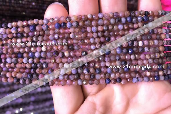 CTG798 15.5 inches 3mm faceted round tiny ruby sapphire beads