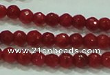 CTG81 15.5 inches 2mm faceted round tiny red coral beads wholesale