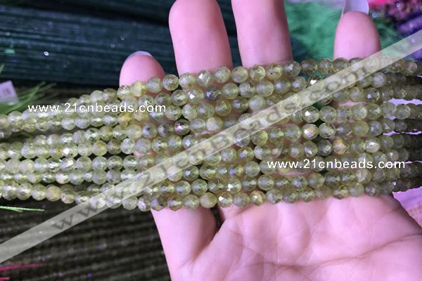 CTG813 15.5 inches 4mm faceted round tiny prehnite beads