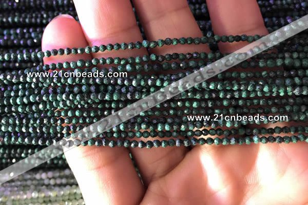 CTG829 15.5 inches 2mm faceted round tiny malachite beads