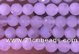 CTG832 15.5 inches 4mm faceted round tiny white moonstone beads