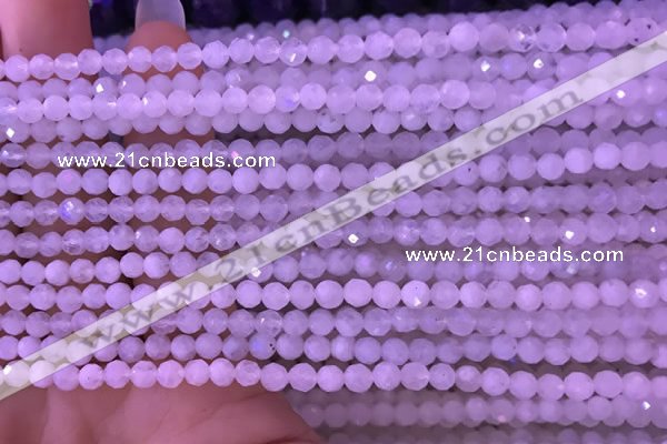 CTG832 15.5 inches 4mm faceted round tiny white moonstone beads