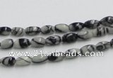 CTJ04 16 inches 4*7mm rice black water jasper beads wholesale