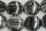 CTJ09 16 inches 20mm flat round black water jasper beads wholesale