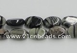 CTJ10 16 inches 8*12mm oval black water jasper beads wholesale