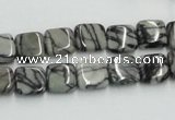 CTJ14 16 inches 10*10mm square black water jasper beads wholesale