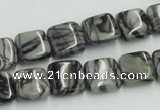 CTJ15 16 inches 12*12mm square black water jasper beads wholesale