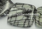 CTJ16 16 inches 35*35mm square black water jasper beads wholesale