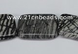 CTJ19 16 inches 25*35mm rectangle black water jasper beads wholesale