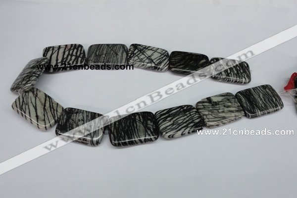 CTJ19 16 inches 25*35mm rectangle black water jasper beads wholesale