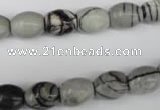 CTJ201 15.5 inches 8*10mm drum black water jasper beads wholesale