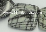 CTJ21 16 inches 40*40mm square black water jasper beads wholesale