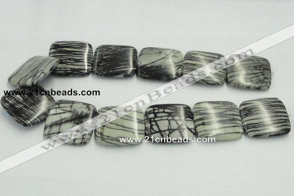 CTJ21 16 inches 40*40mm square black water jasper beads wholesale