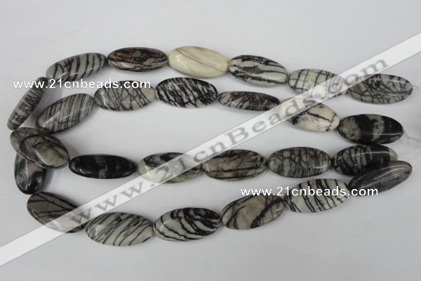 CTJ223 15.5 inches 15*30mm oval black water jasper beads wholesale