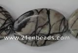 CTJ225 15.5 inches 25*35mm oval black water jasper beads wholesale