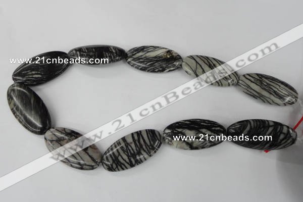 CTJ226 15.5 inches 20*40mm oval black water jasper beads wholesale