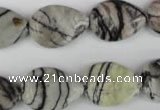 CTJ231 15.5 inches 15*20mm flat teardrop black water jasper beads