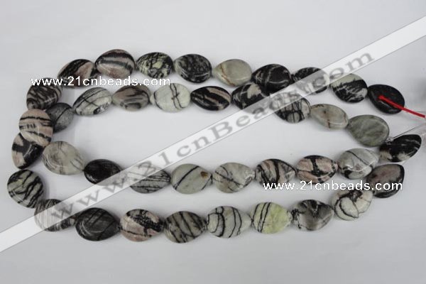 CTJ231 15.5 inches 15*20mm flat teardrop black water jasper beads