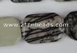 CTJ244 15.5 inches 20*30mm octagonal black water jasper beads
