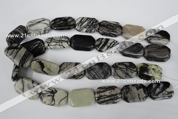 CTJ244 15.5 inches 20*30mm octagonal black water jasper beads