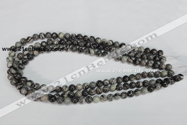 CTJ25 15.5 inches 8mm round black water jasper beads wholesale